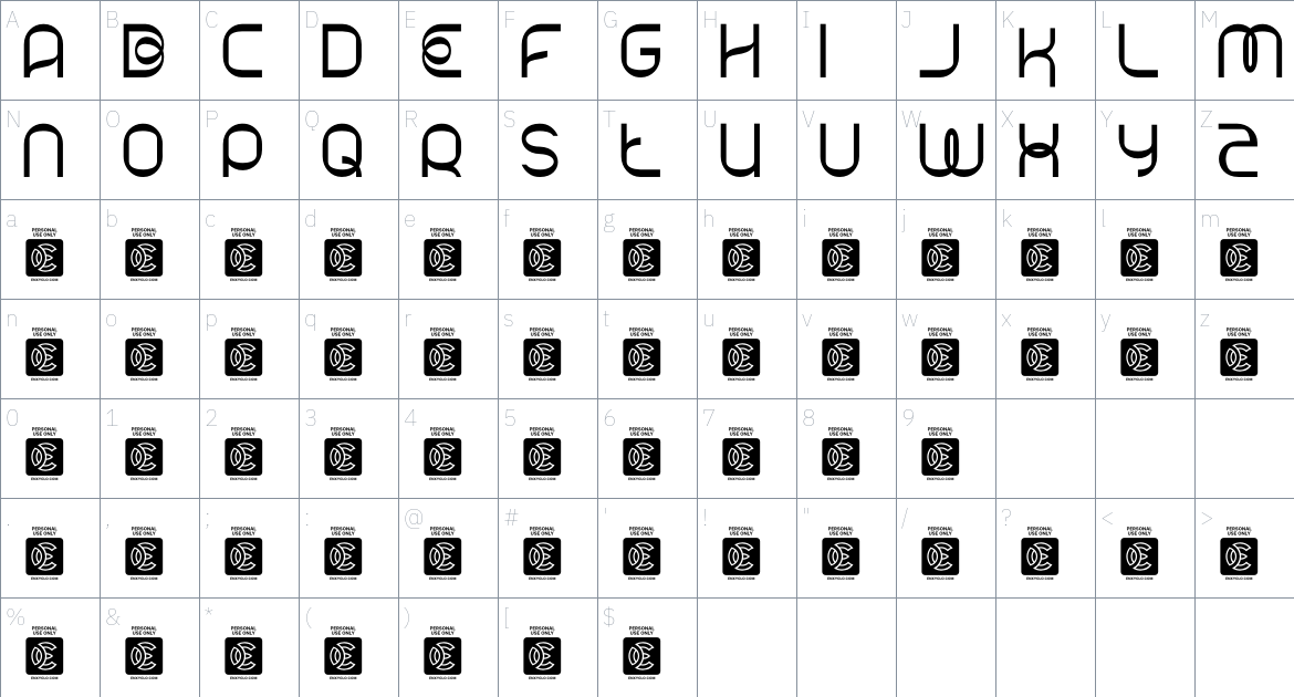 BAKEGO font Character Map