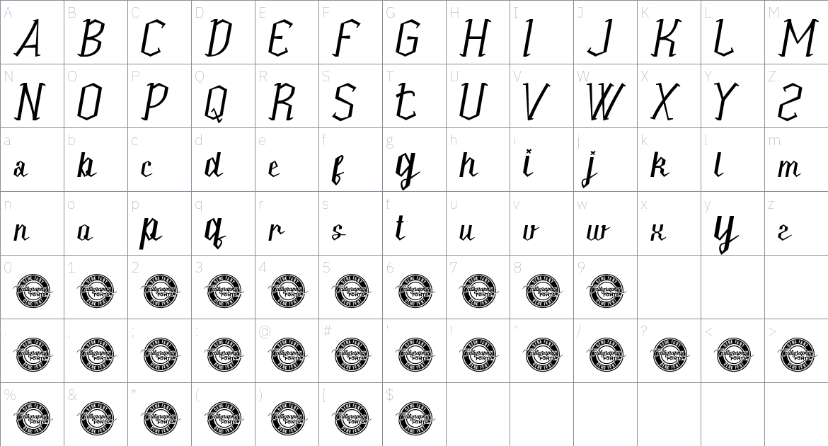 Antique Collection font Character Map