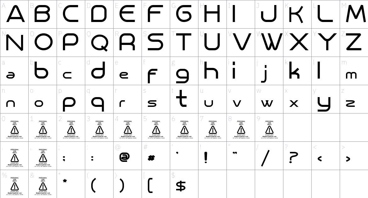 Broyce font Character Map