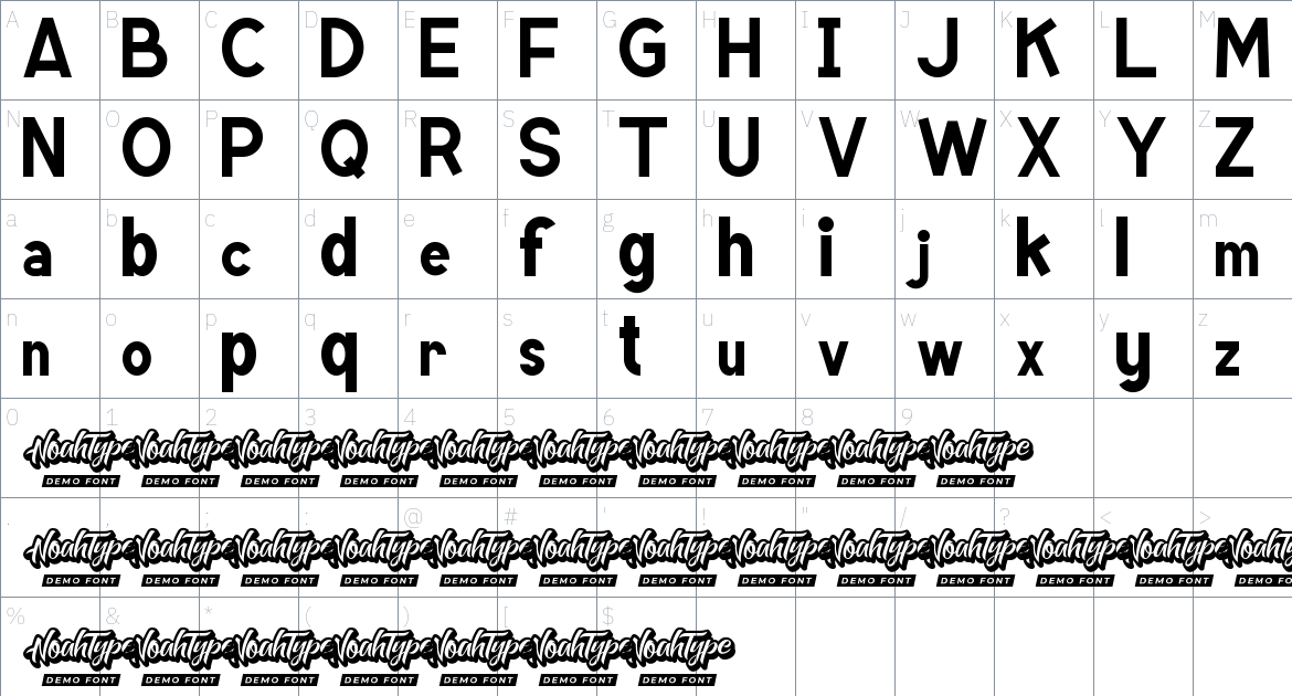 Kinder School font Character Map