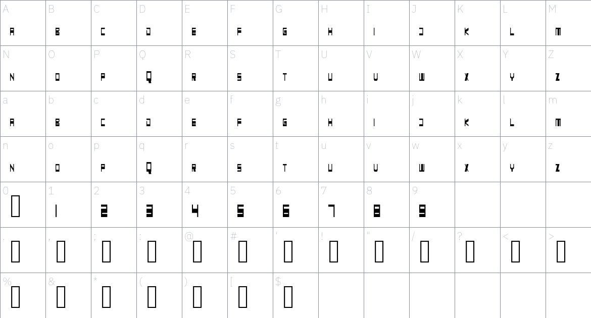 Faqro font Character Map