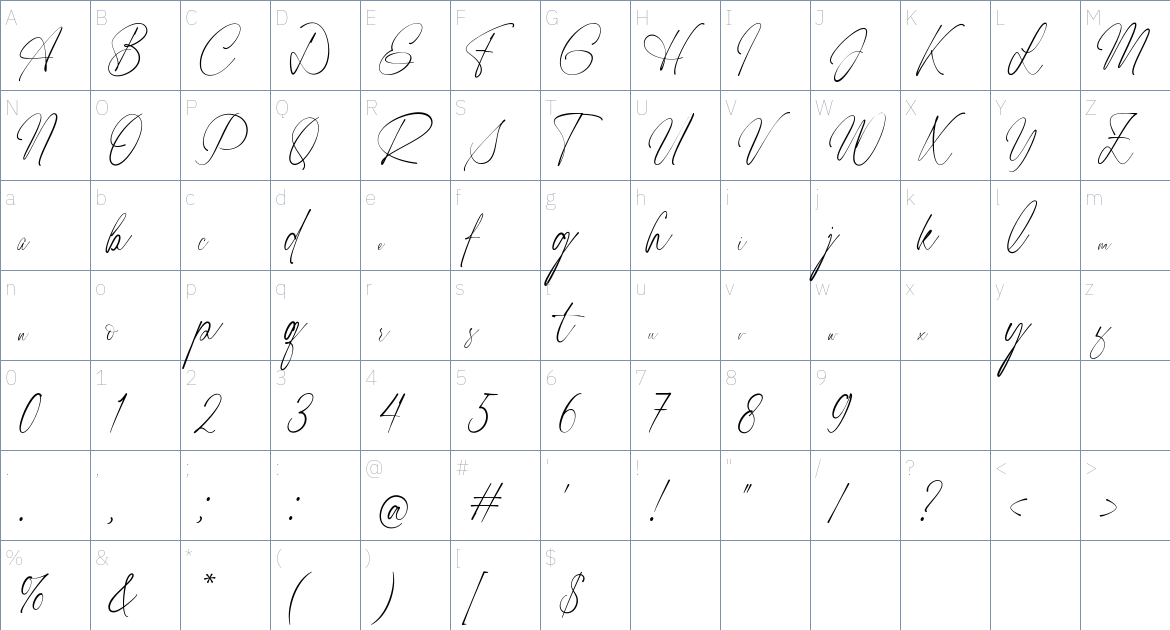 Jhodes Font font Character Map