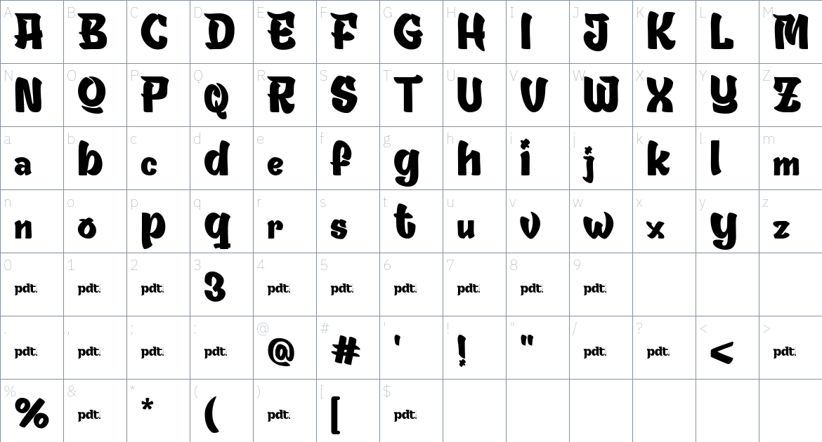 Rayoh font Character Map