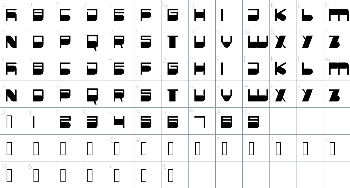 Knoo font Character Map