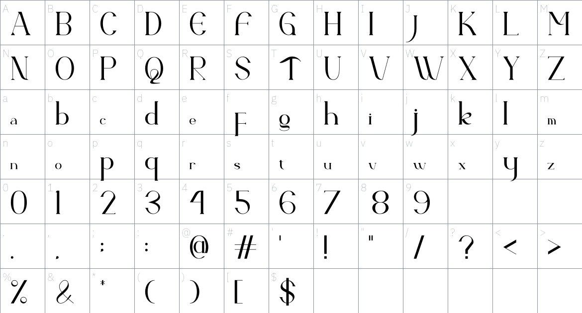 Ballein font Character Map