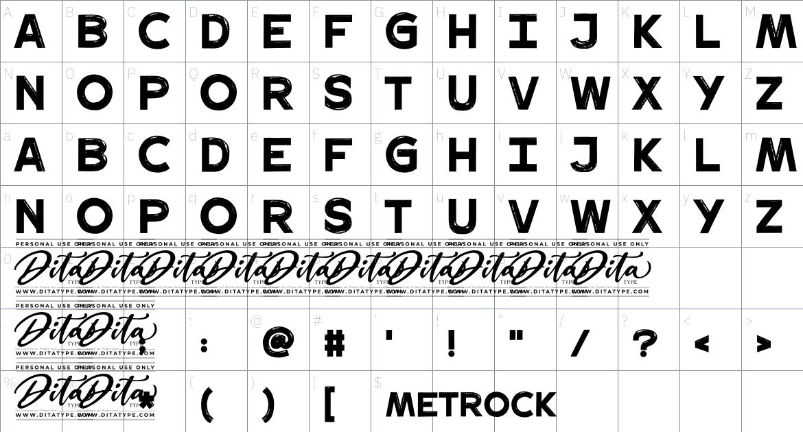 Metrock Personal Use font Character Map