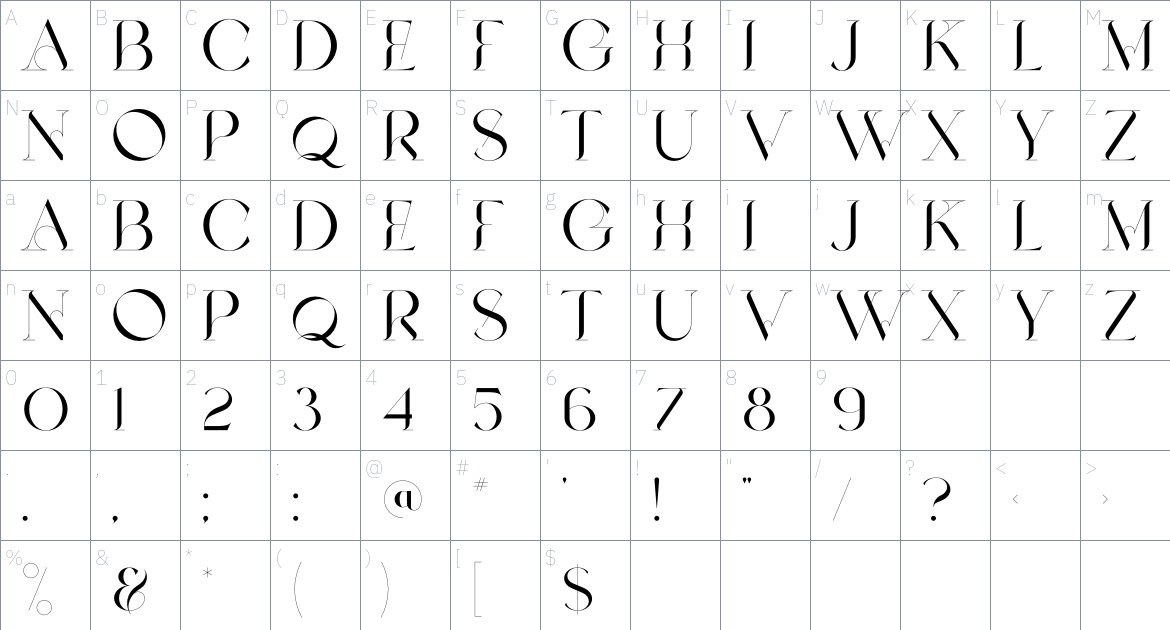 Abelia font Character Map