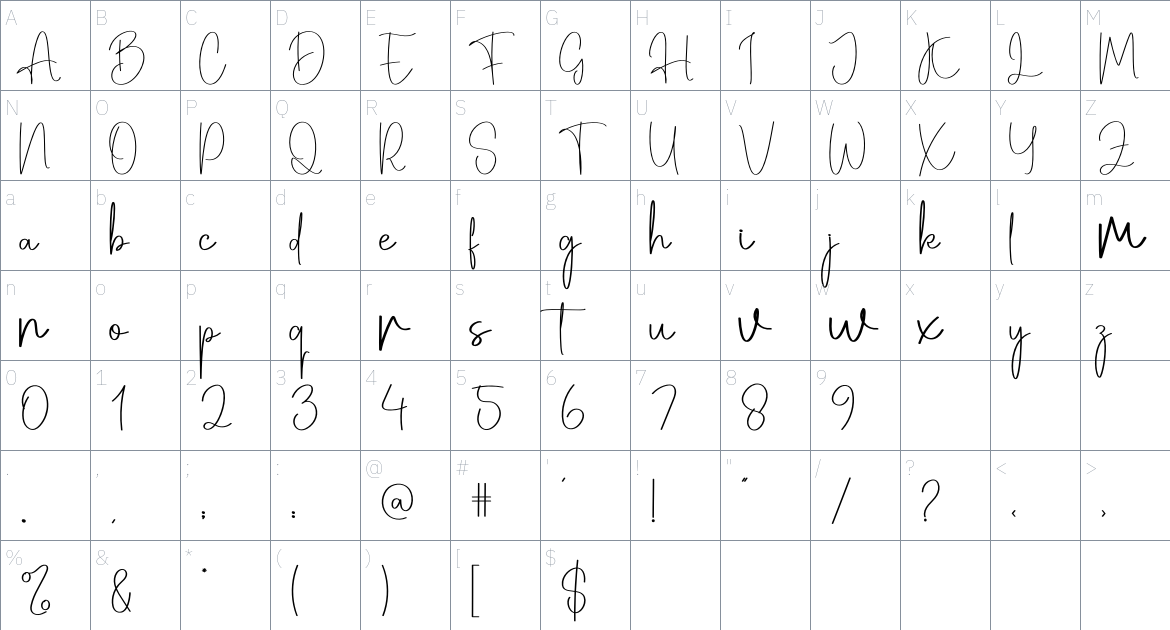 Ghostimage font Character Map