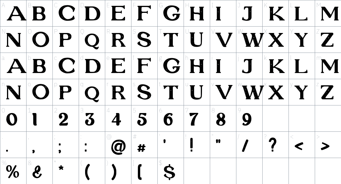 Astromund font Character Map