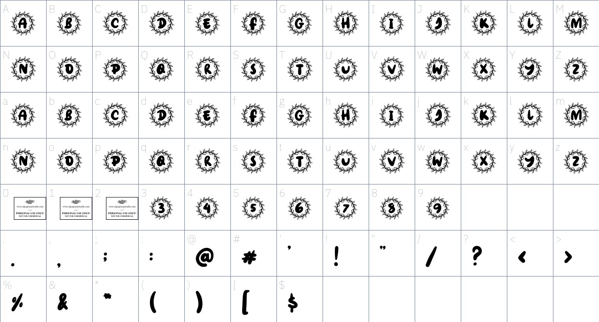 Spring Break font Character Map