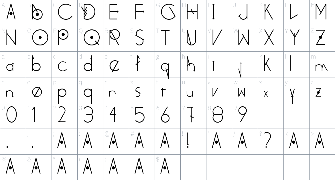 Hovel Font font Character Map