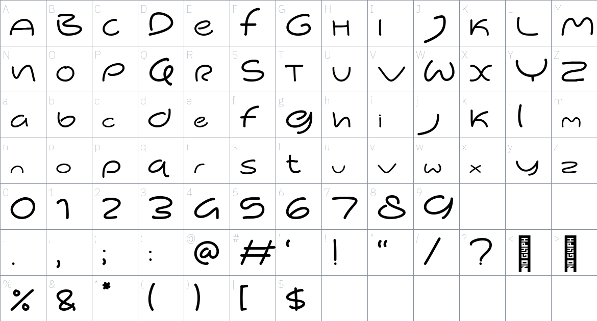 Masio font Character Map