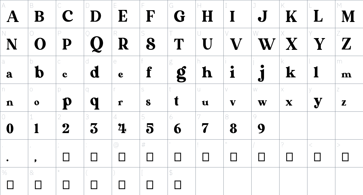 Bavistage Font font Character Map