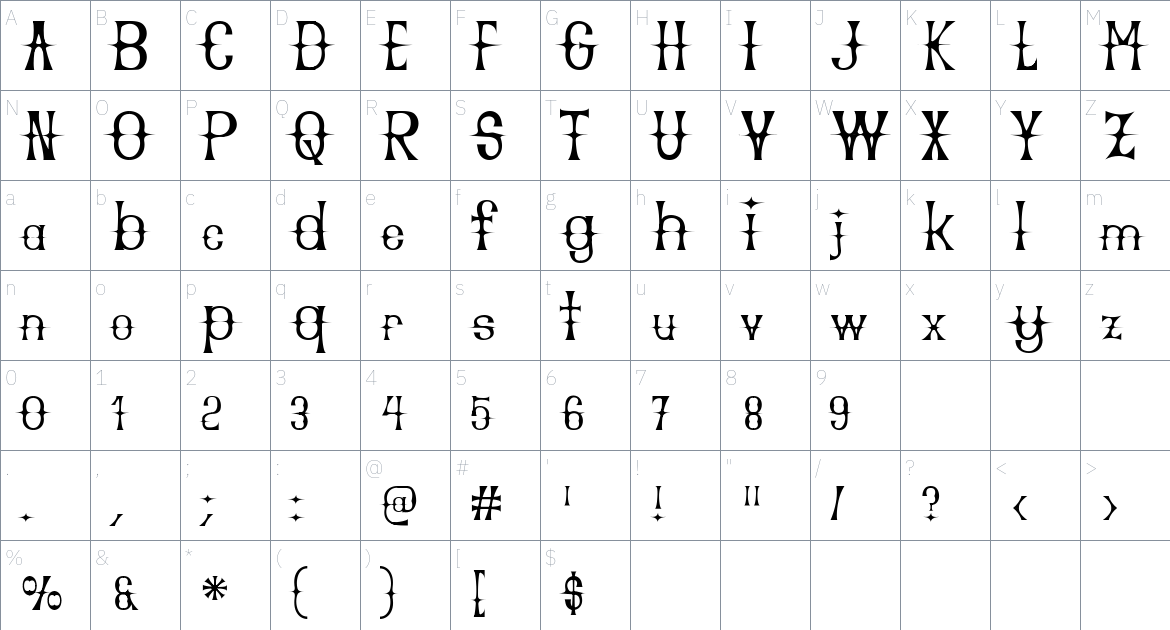 You Dense Quasar Font font Character Map