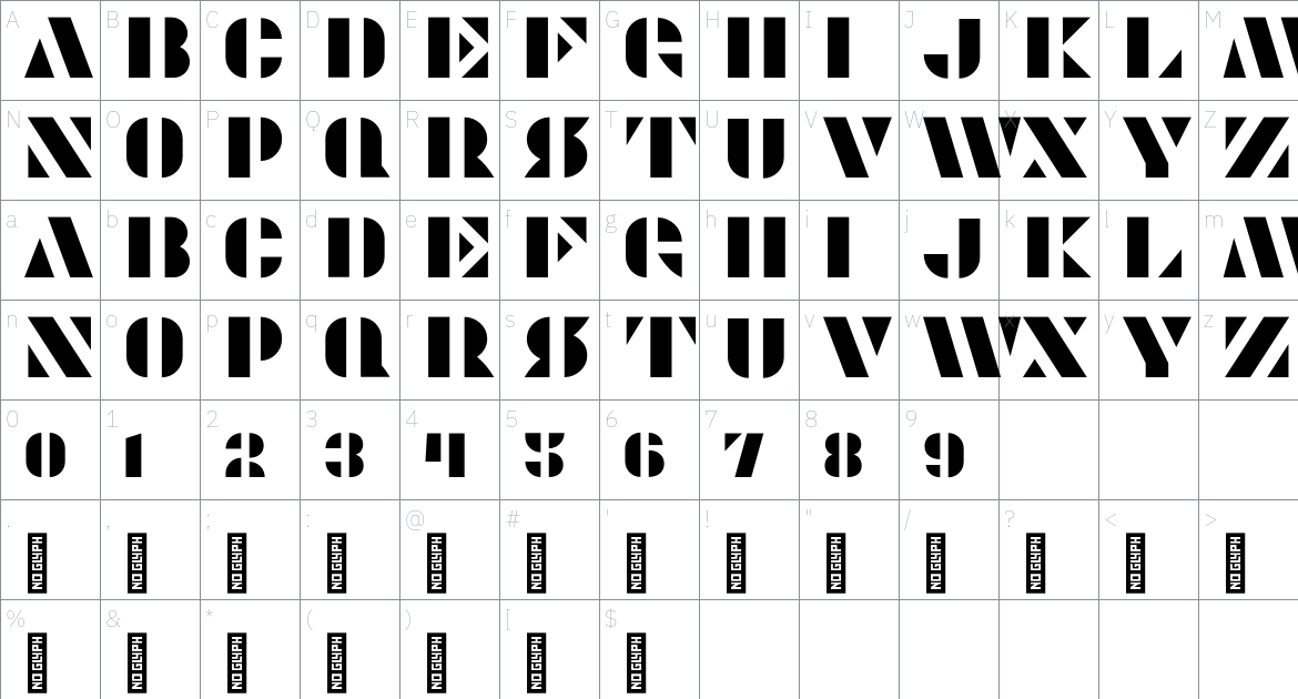 Modernia Font font Character Map