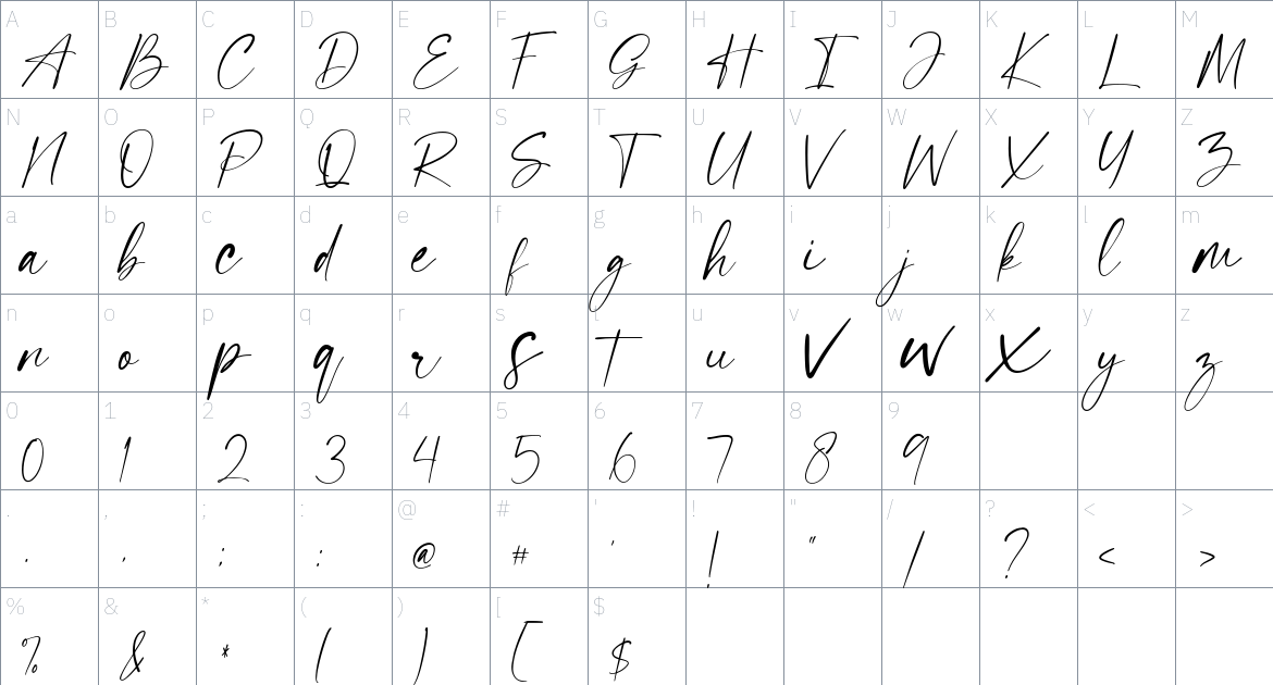 Standlist Font font Character Map