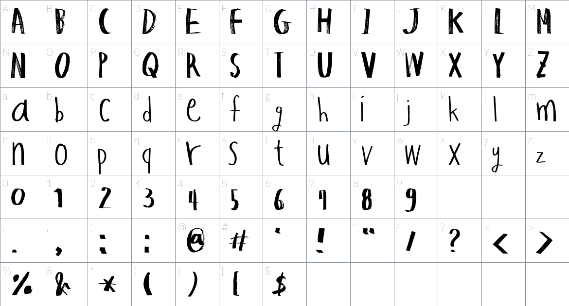 Hapole Markerpen font Character Map