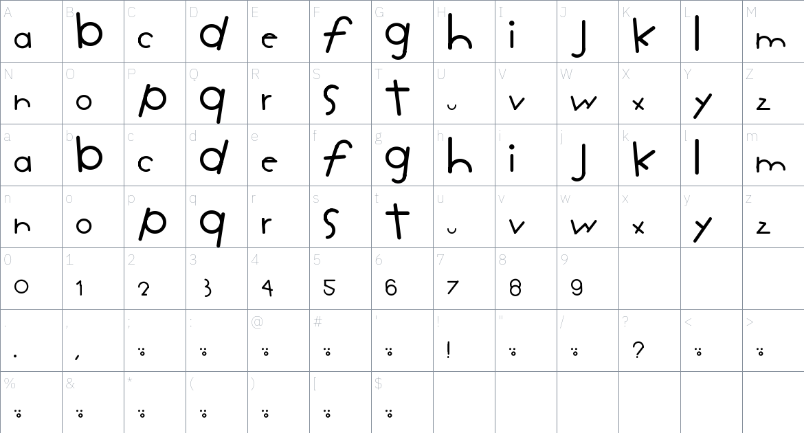 GO Endo Font font Character Map