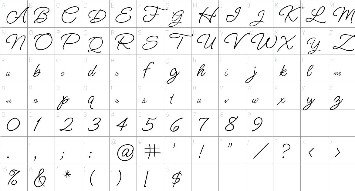 Ms Madi Font font Character Map