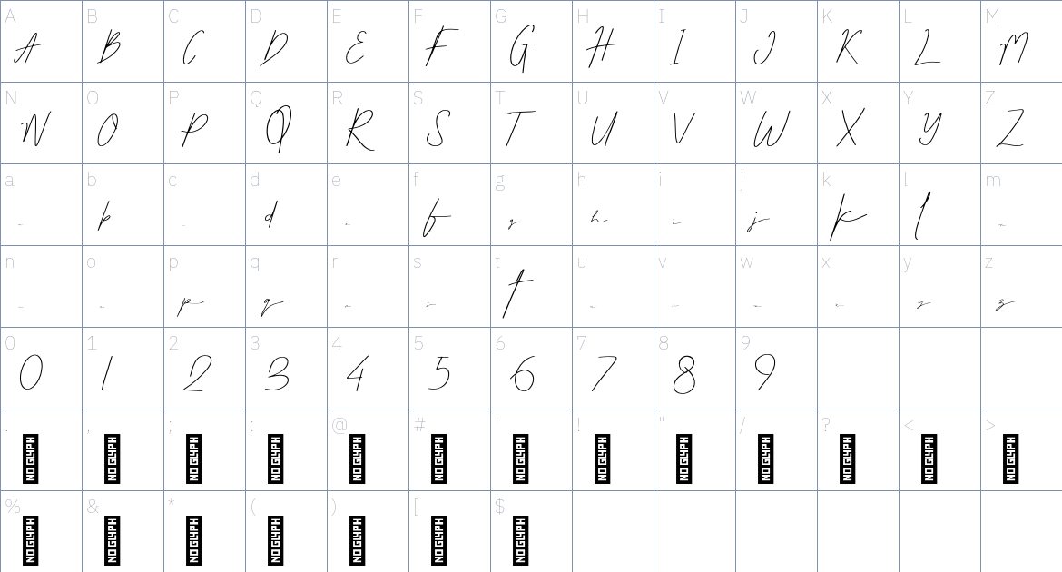 Little Nima Personal Use font Character Map