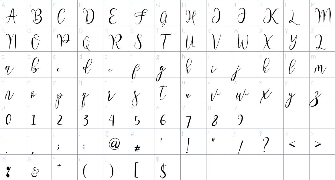 Meillea Font font Character Map