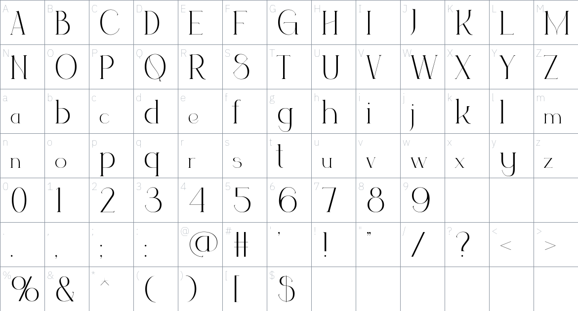 Catwalkz font Character Map