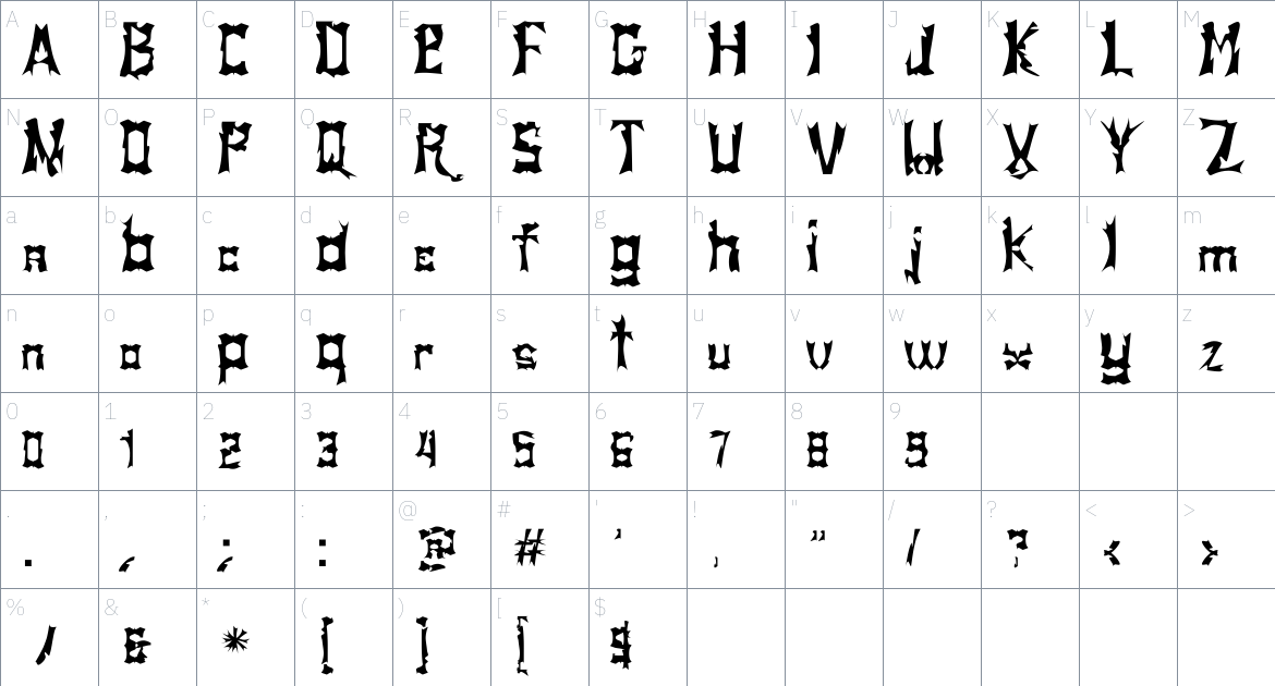 You Dense Mercury Font font Character Map