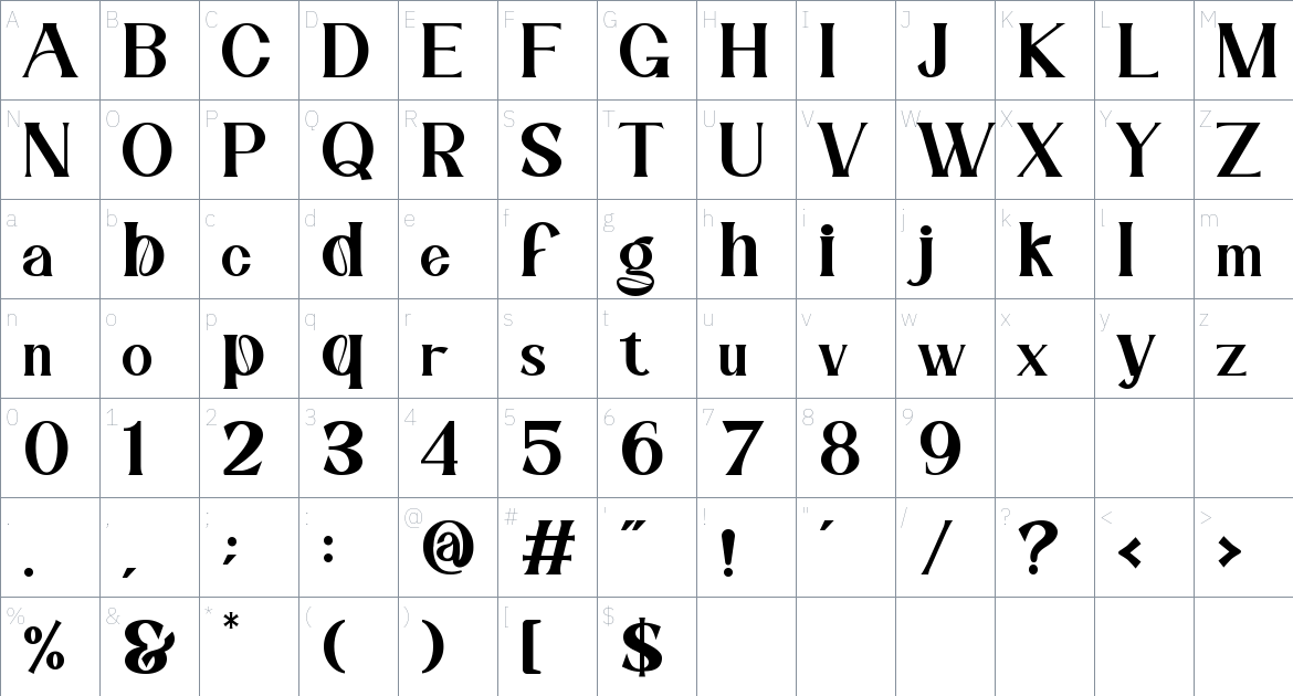 Lessti Font font Character Map