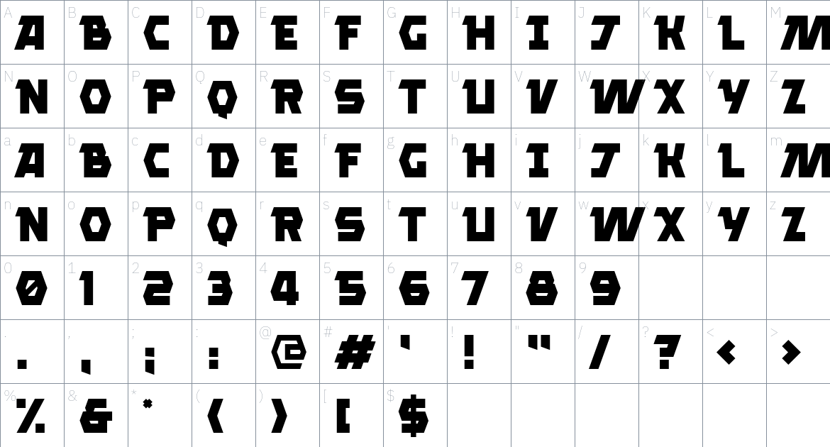 Clickuper Font font Character Map