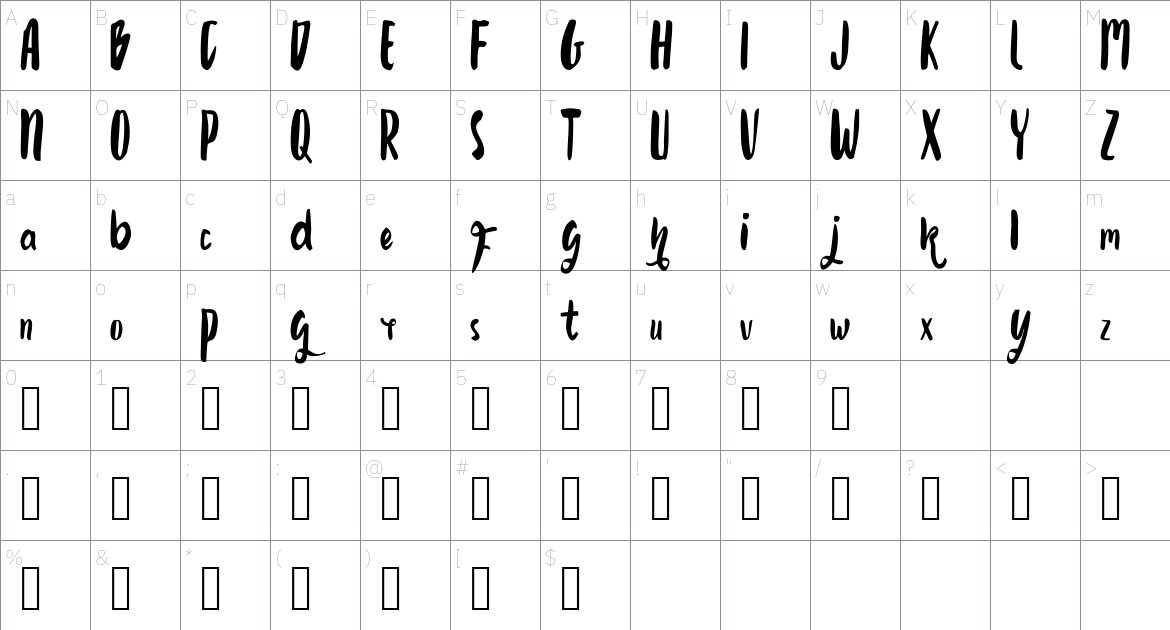 Growonk Font font Character Map