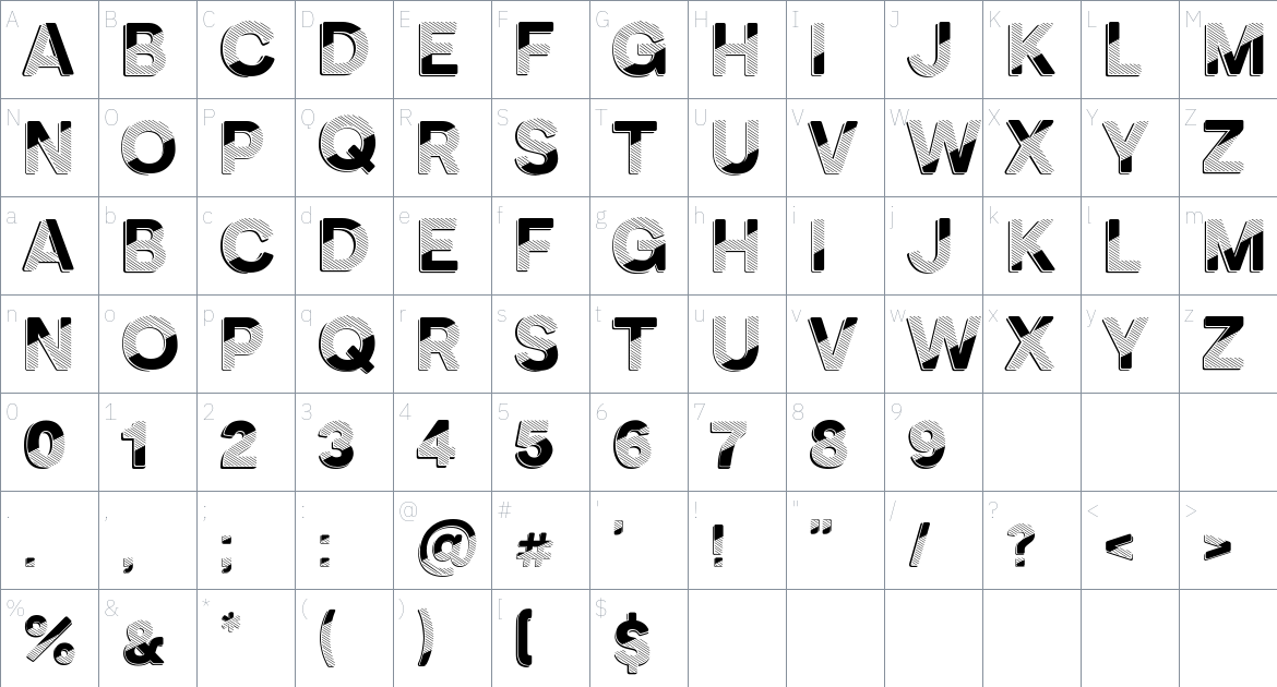 Wavelight font Character Map