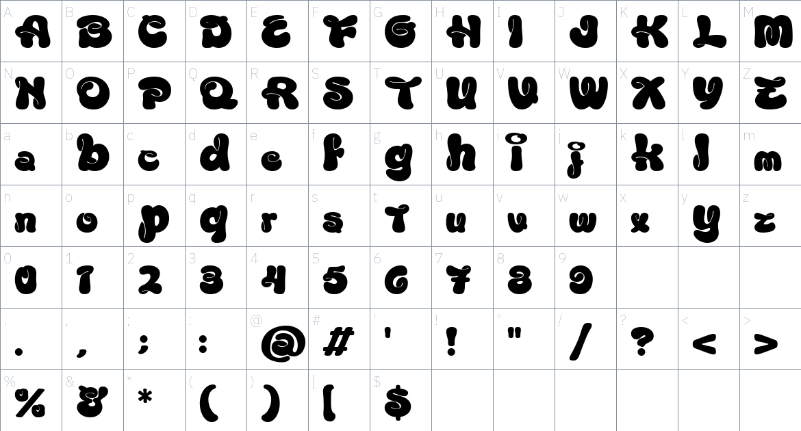 Cadho Toys Font font Character Map