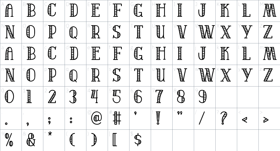 Quad Serif Line font Character Map