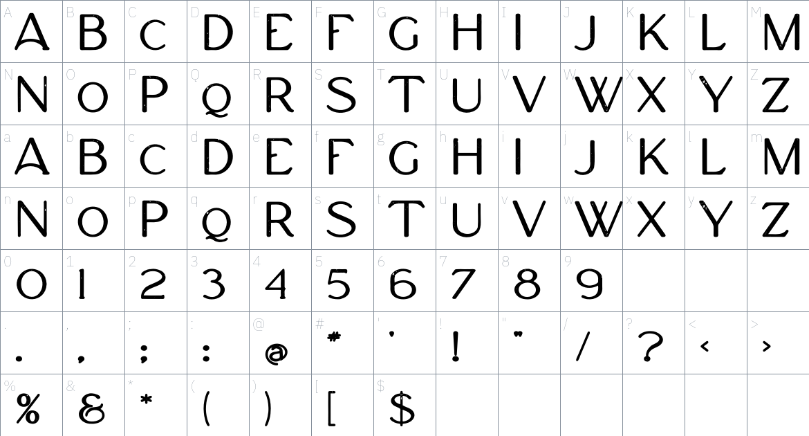 Hopper font Character Map