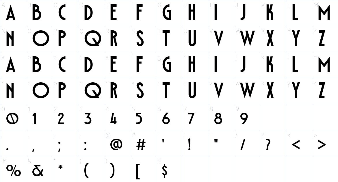 Delauney Font font Character Map