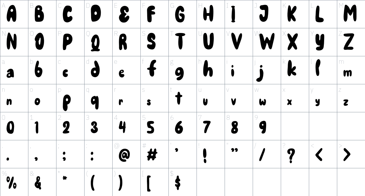 King Rabbit font Character Map