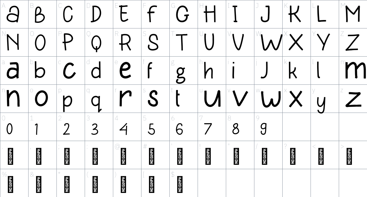 Ante Monoline Personal Use font Character Map