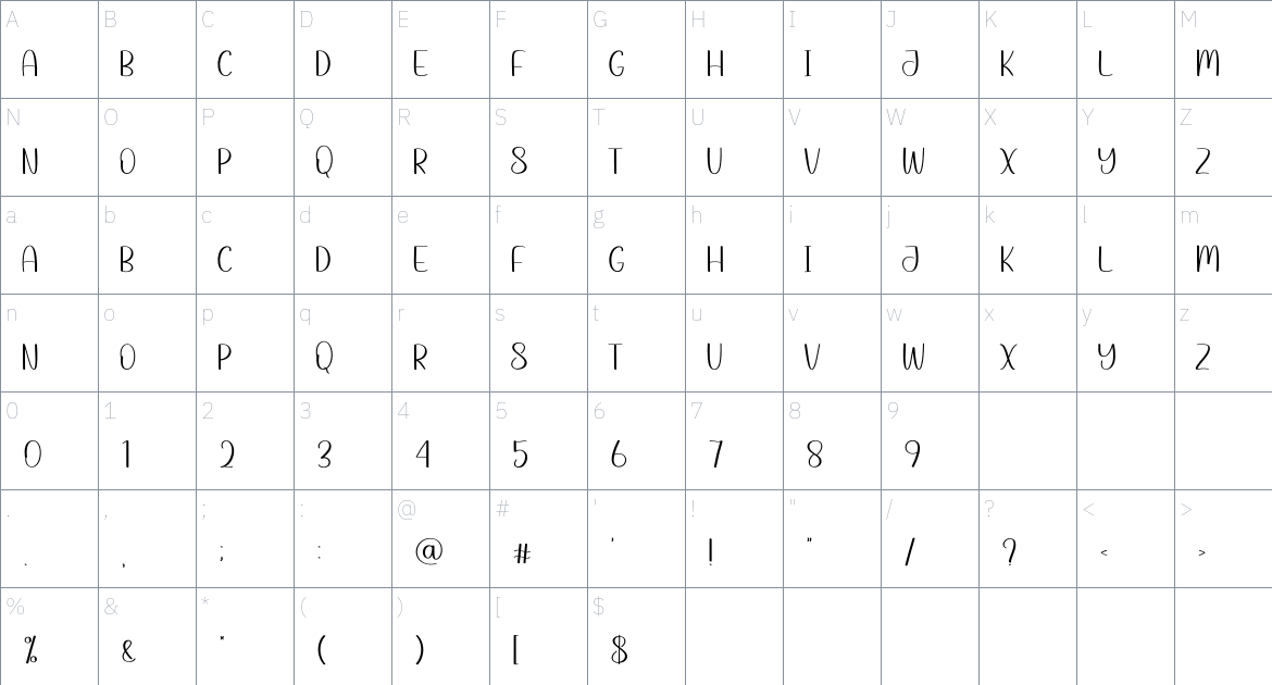 Hello Weekend font Character Map