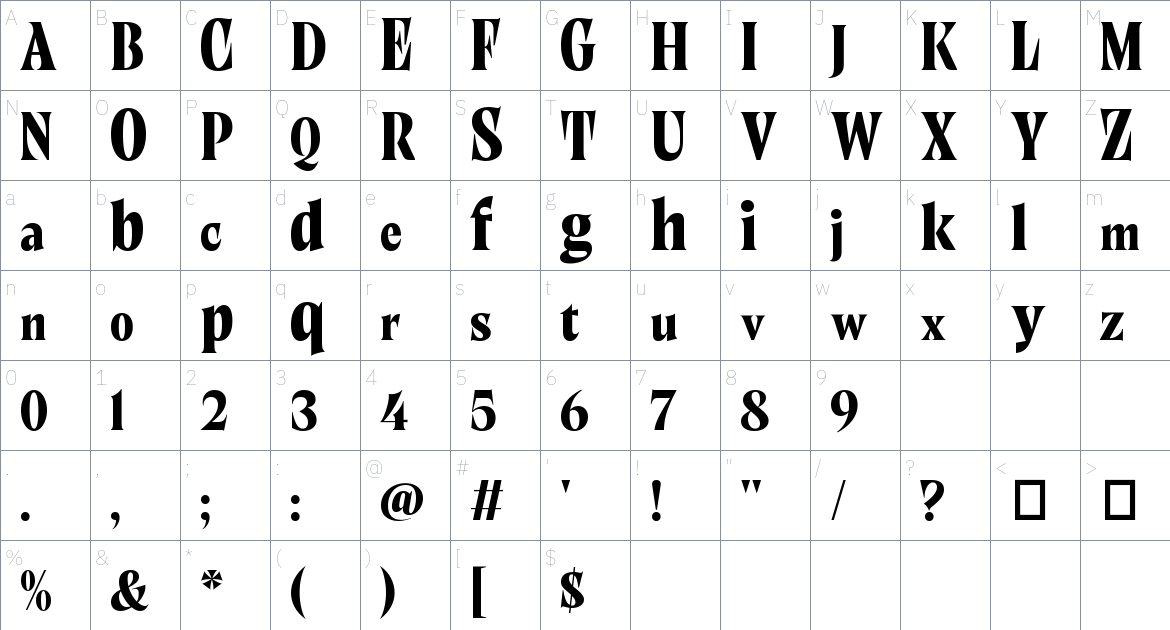 Ruminate Nuance font Character Map