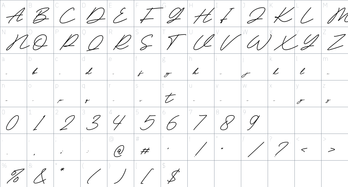 Histerm font Character Map