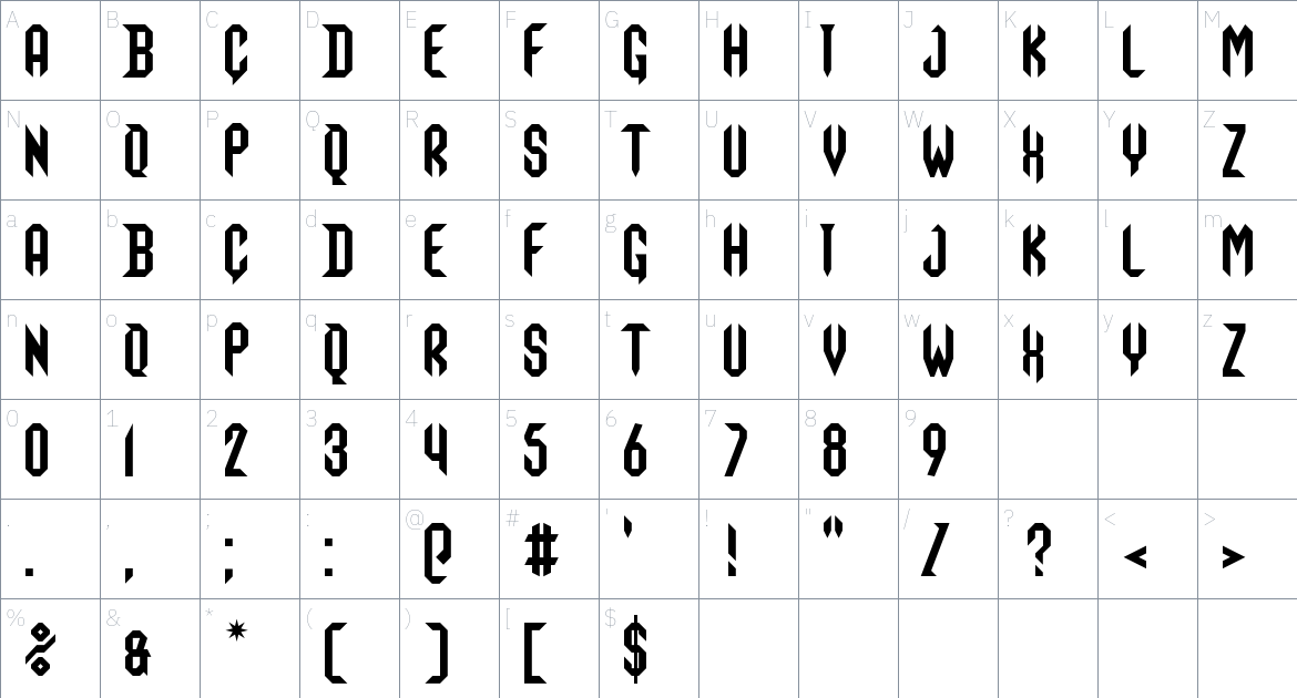 Grimoire Of Death Font font Character Map