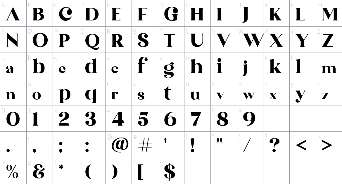 The Brande and Lotaline Font font Character Map