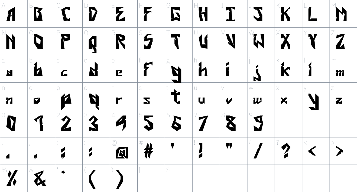 Broken Font font Character Map