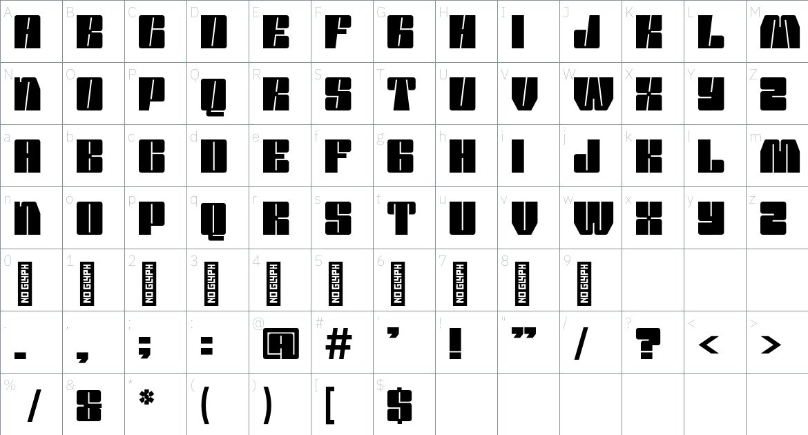 Modern Techno Font font Character Map