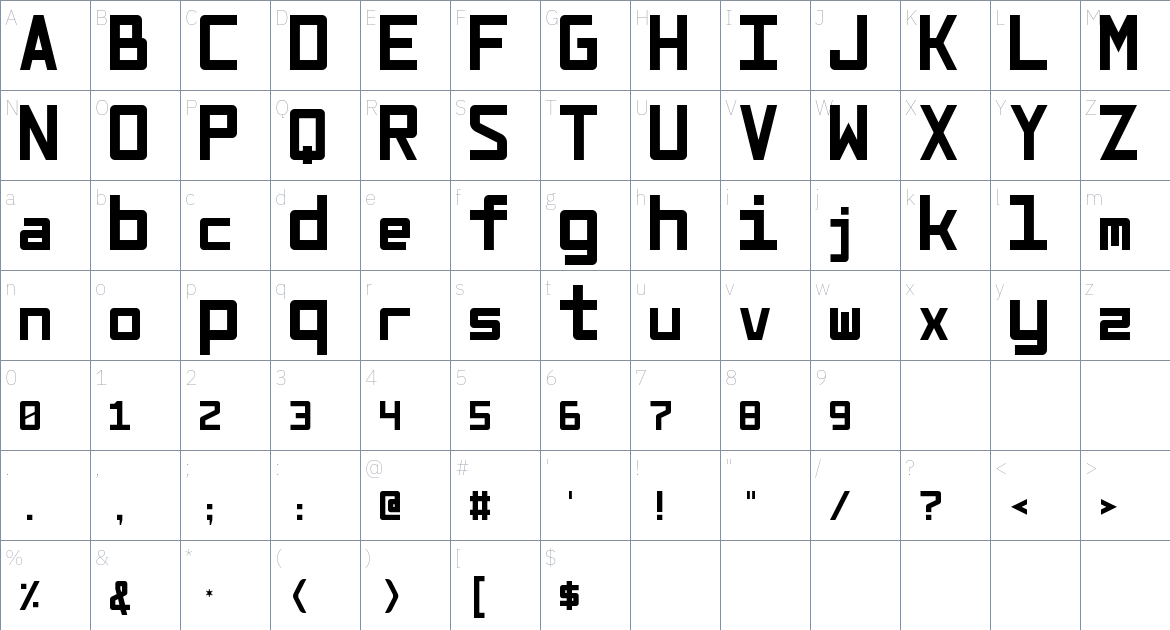 Manifold Font font Character Map