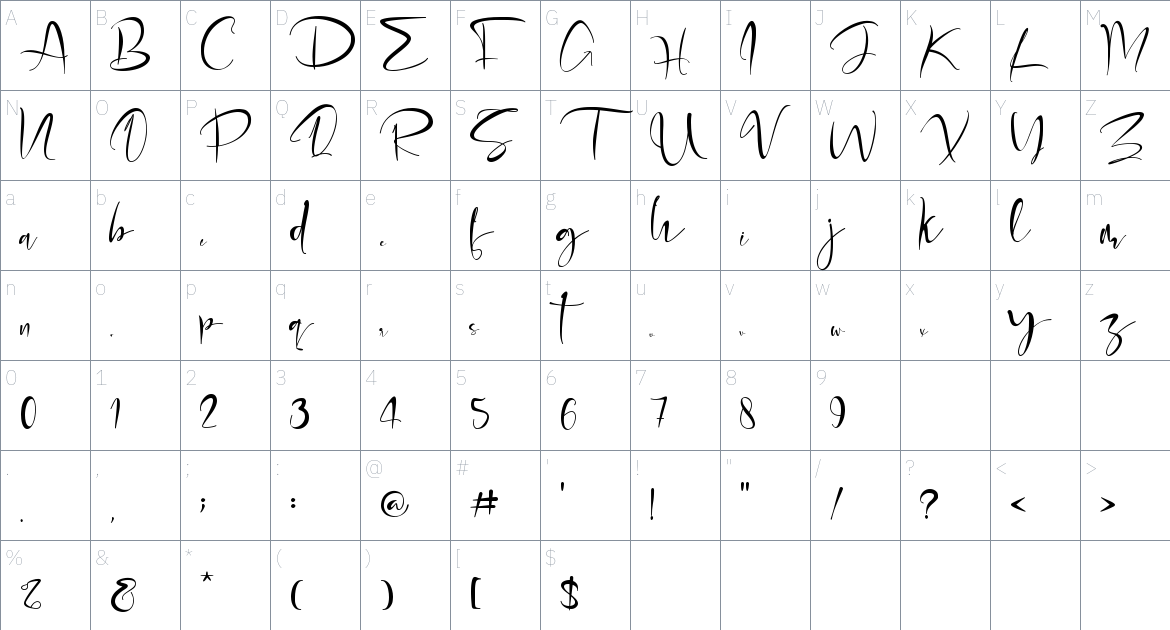 Ondemande font Character Map