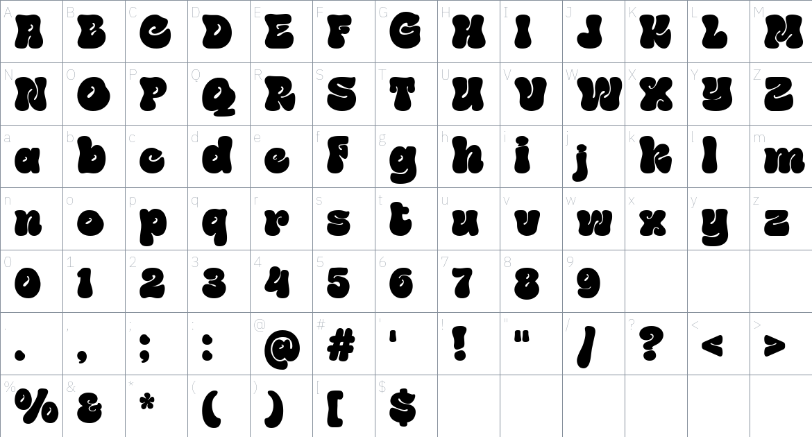 Funky Choky Font font Character Map