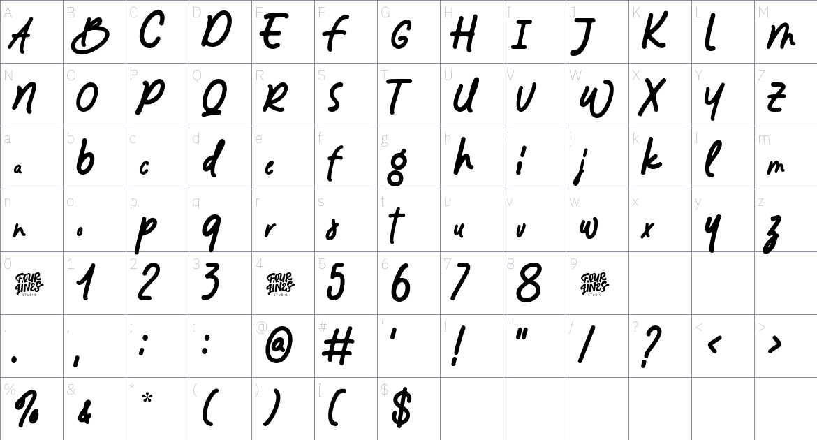 Memoriz font Character Map