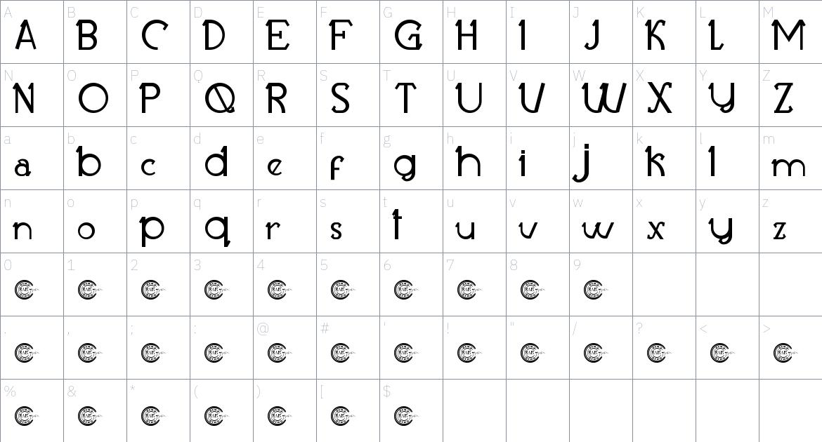 Monocarlo font Character Map