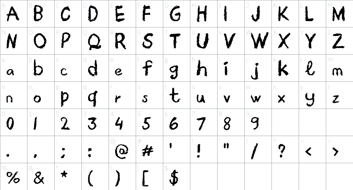 Crayon Libre font Character Map